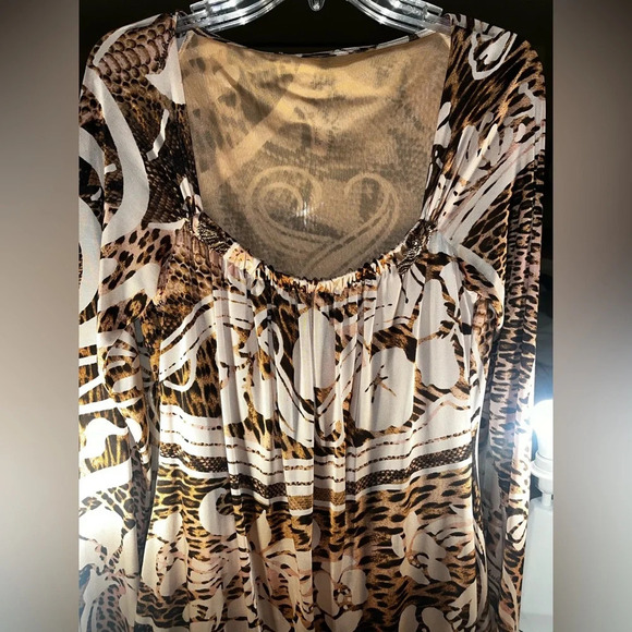 💎 Roberto Cavalli Class Midi Leopard & Floral Print Dress 48/14 large/xl EUC - Picture 1 of 15